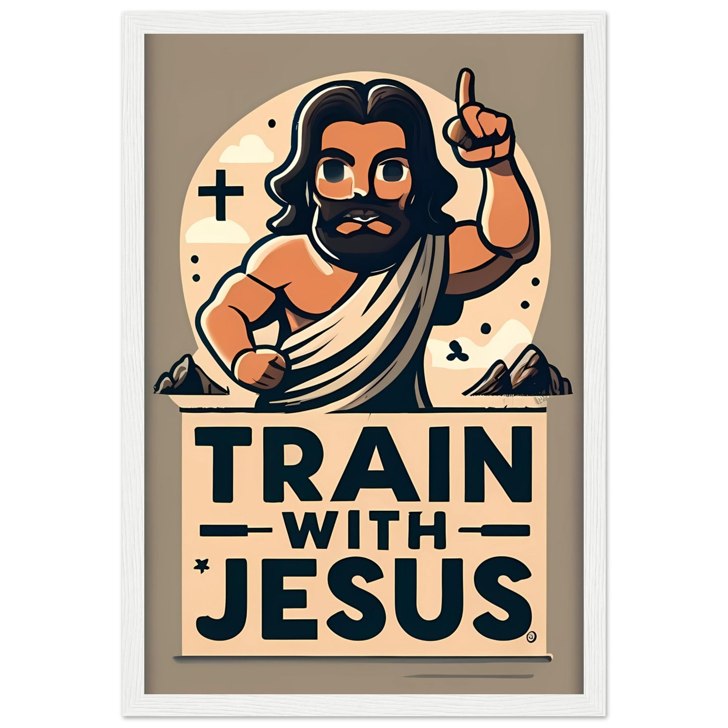 Train with Jesus Jesus Personal Trainer Framed Poster