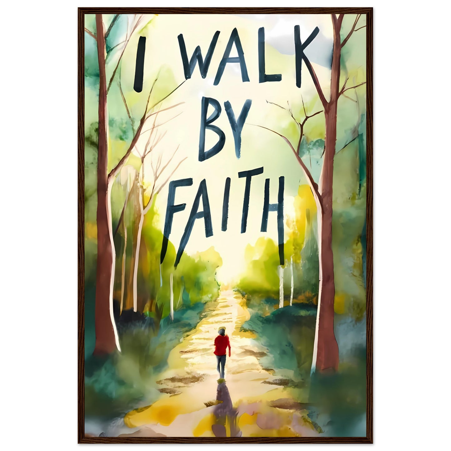 I Walk by Faith Watercolor Framed Poster