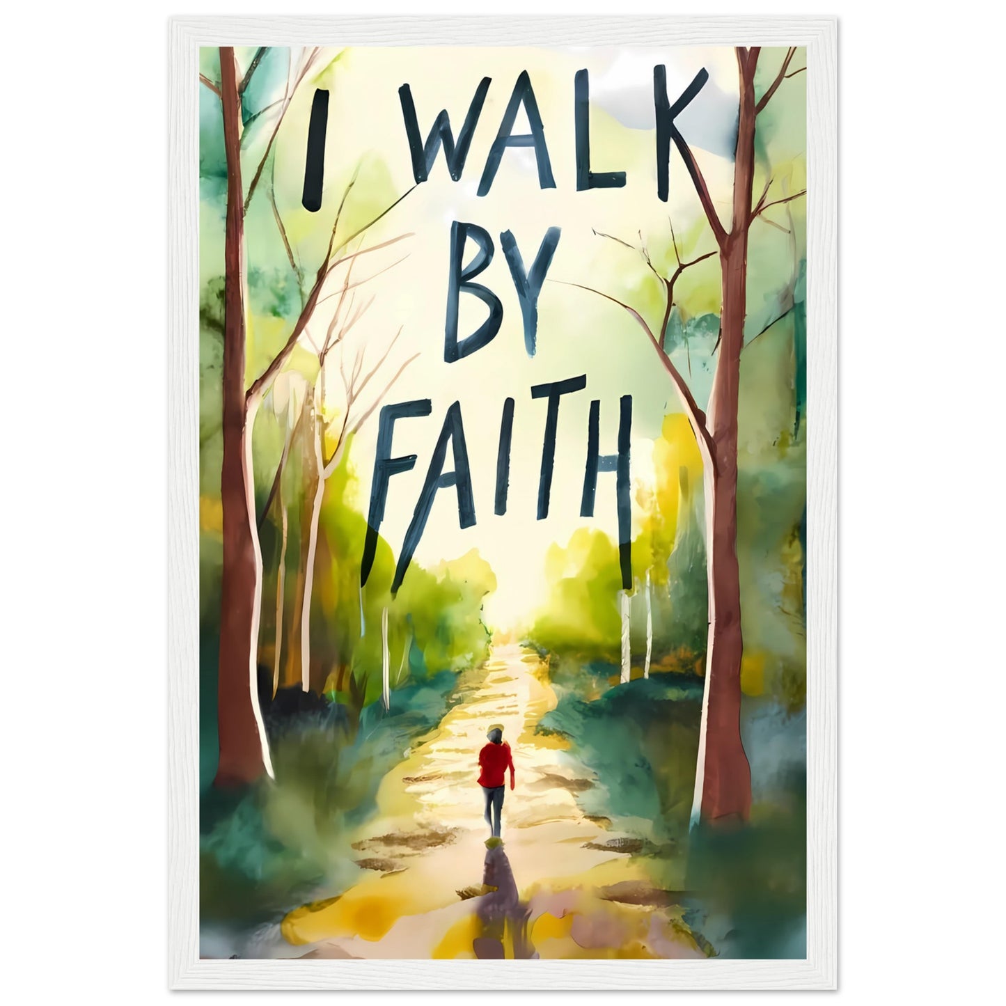 I Walk by Faith Watercolor Framed Poster