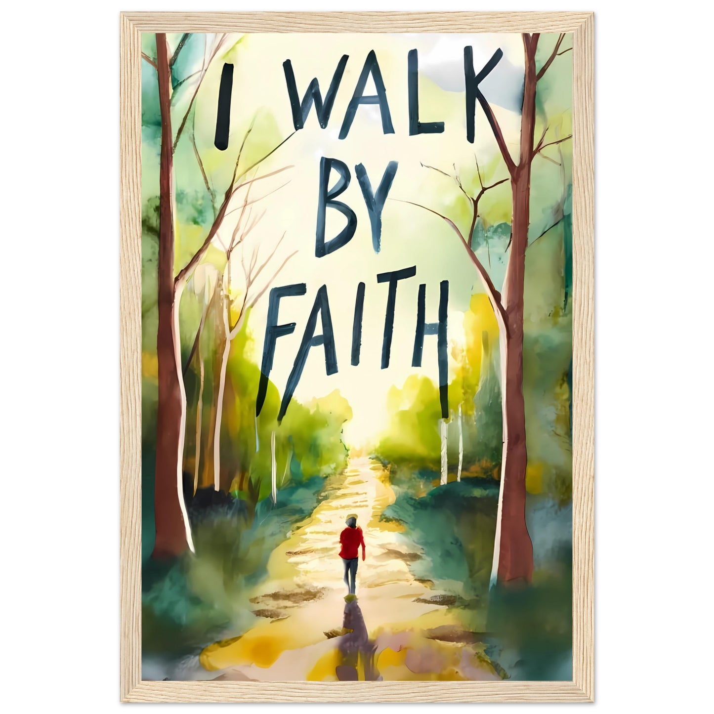 I Walk by Faith Watercolor Framed Poster