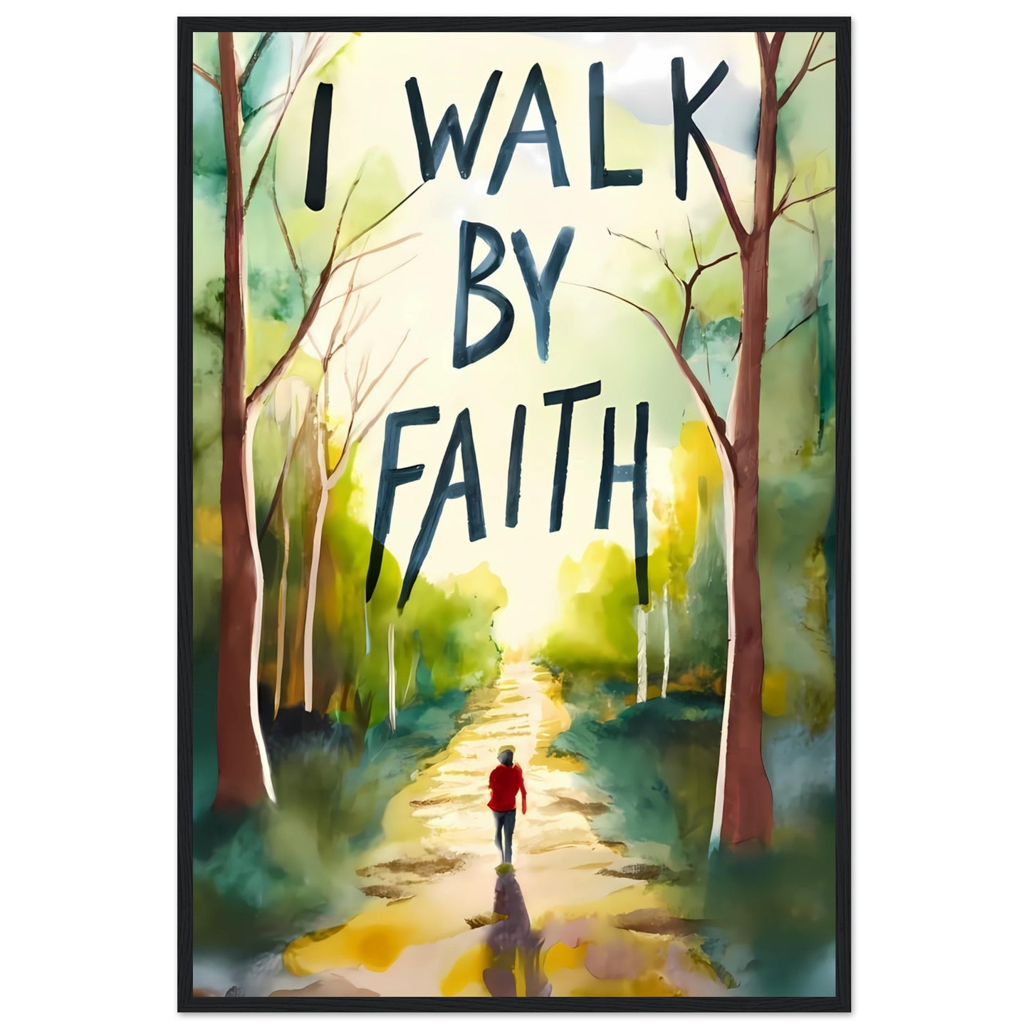 I Walk by Faith Watercolor Framed Poster