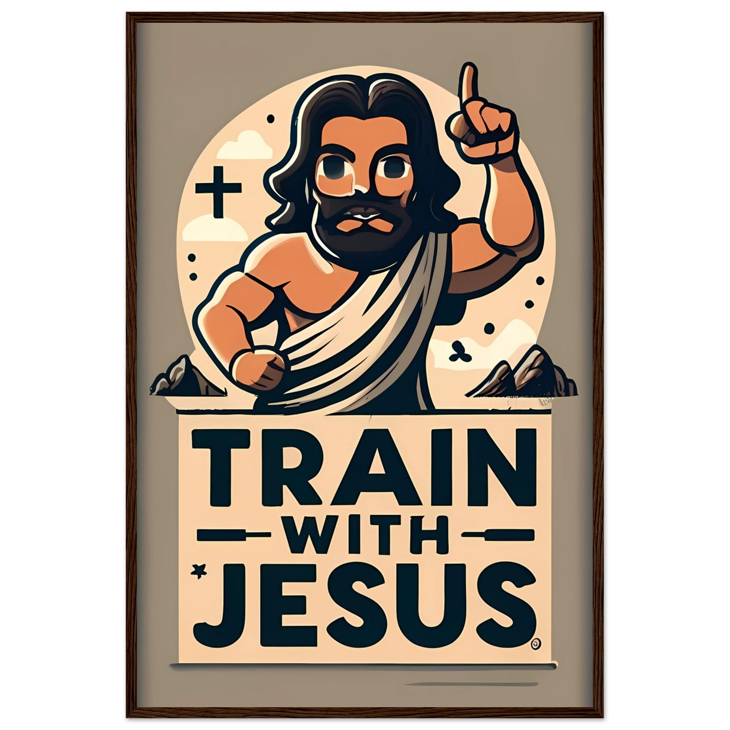 Train with Jesus Jesus Personal Trainer Framed Poster
