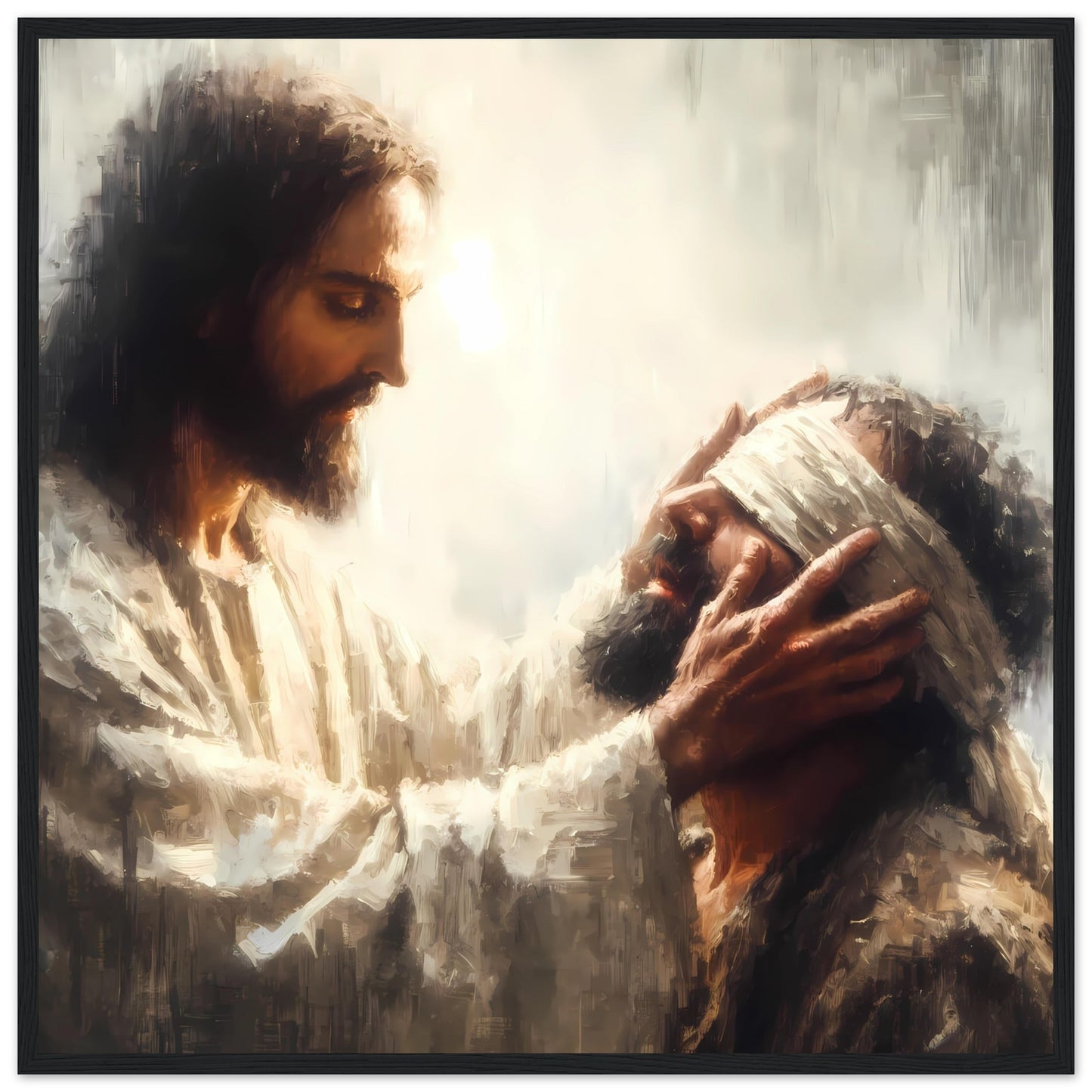 Jesus Healing a Blind Man Oil Painting Framed Print