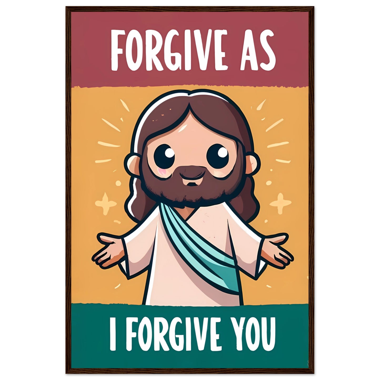 Cartoon Jesus Forgive as I Forgive You Framed Poster