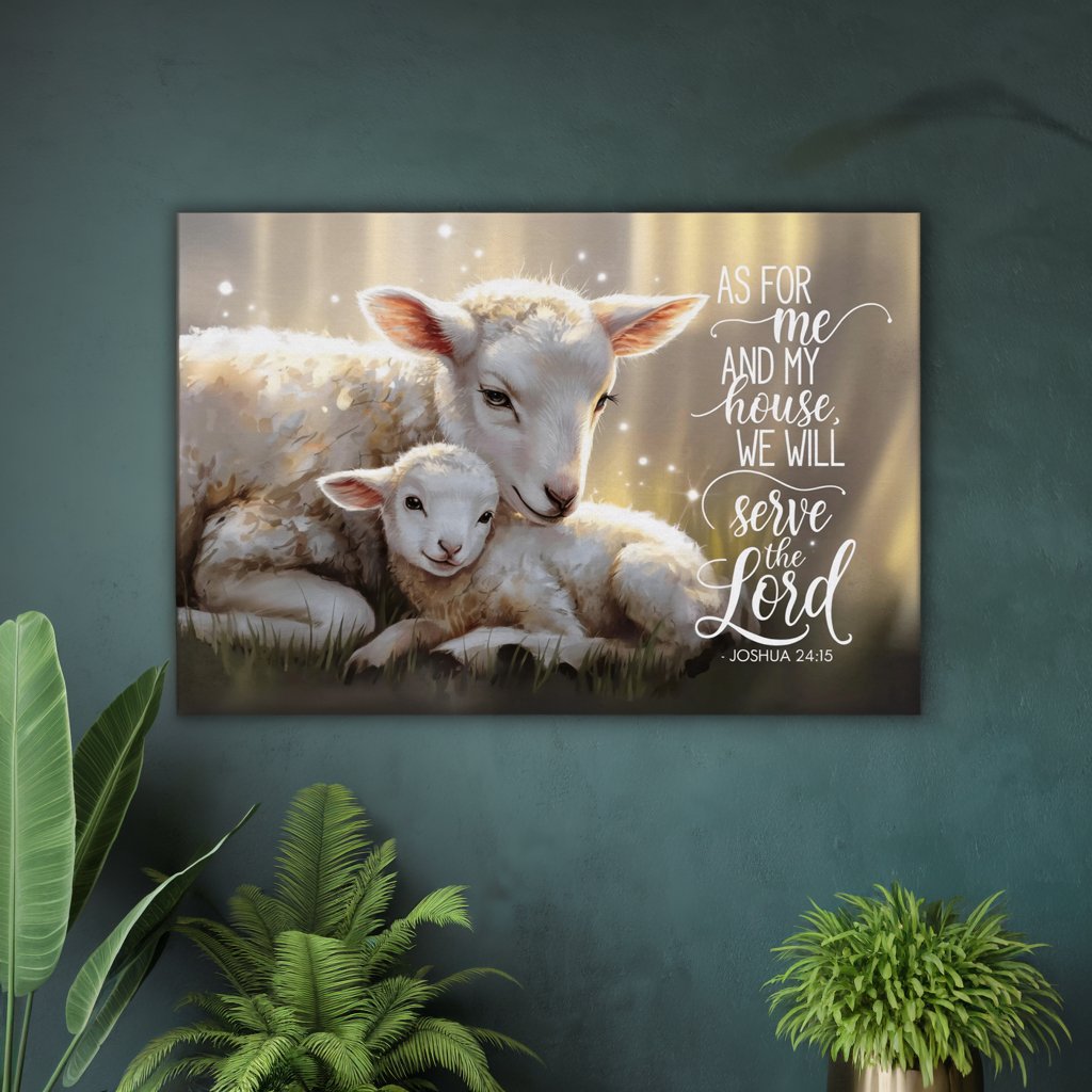 As For Me & My House | Christian Lamb Family Wall Canva