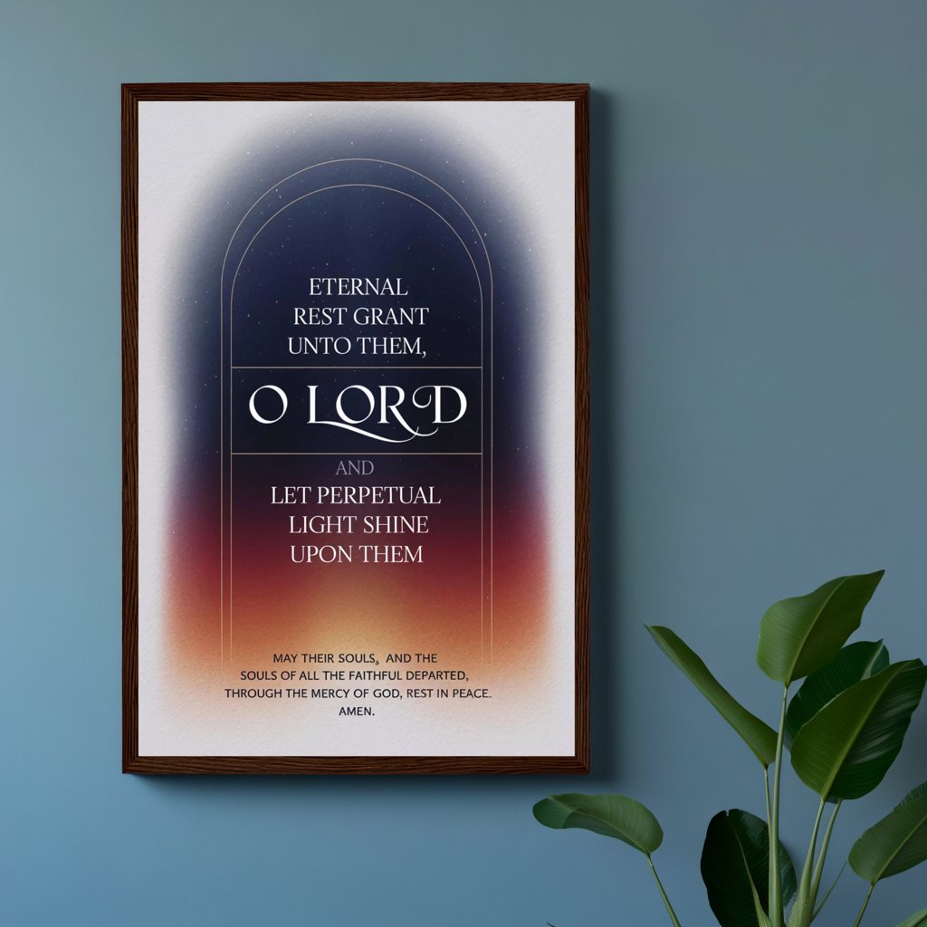 Eternal Rest Prayer | Elegant Catholic Memorial Wall Art