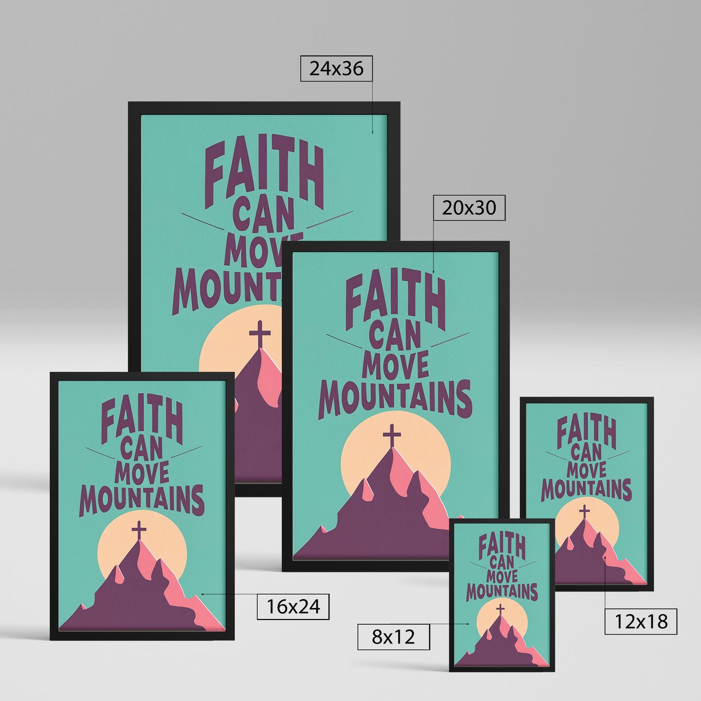 Faith Can Move Mountains Retro Style Framed Print