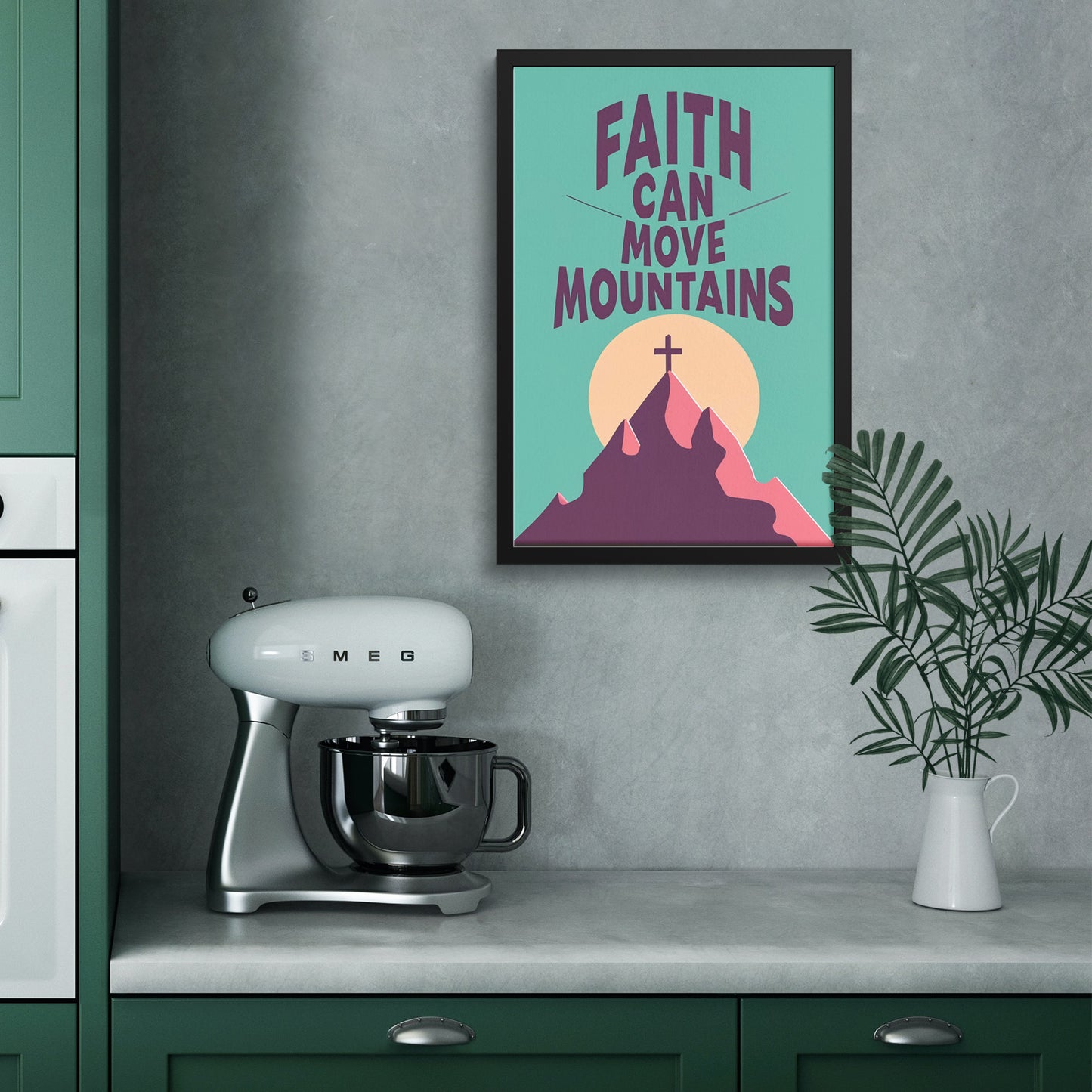 Faith Can Move Mountains Retro Style Framed Print