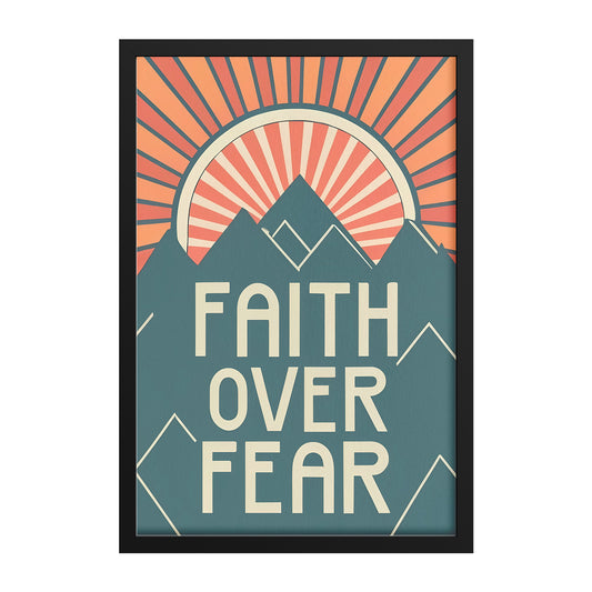 Faith Over Fear Retro Style Framed Print