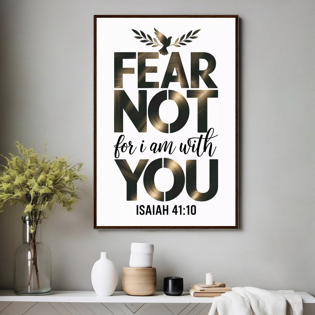 Fear Not Scripture Art | Elegant Gold Christian Wall Print