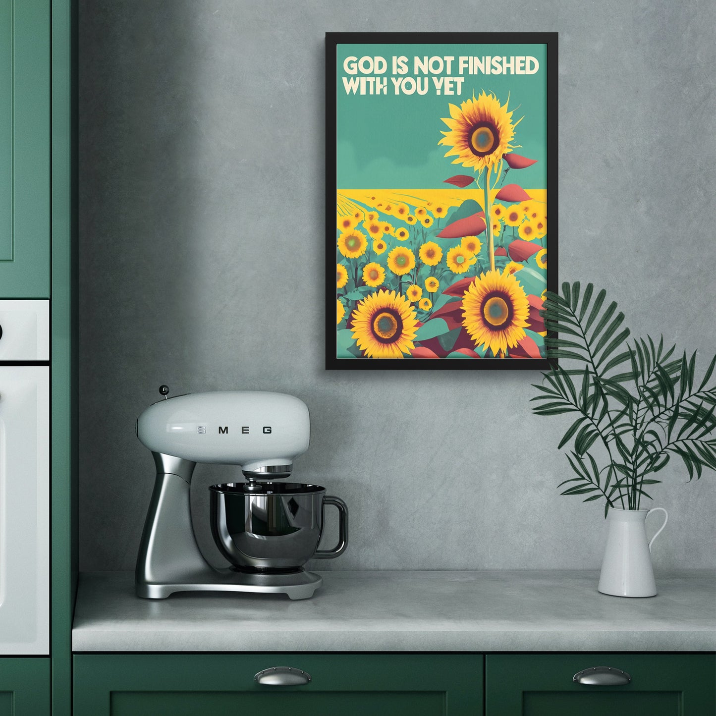 God is Not Finished with You Yet Retro Style Framed Print