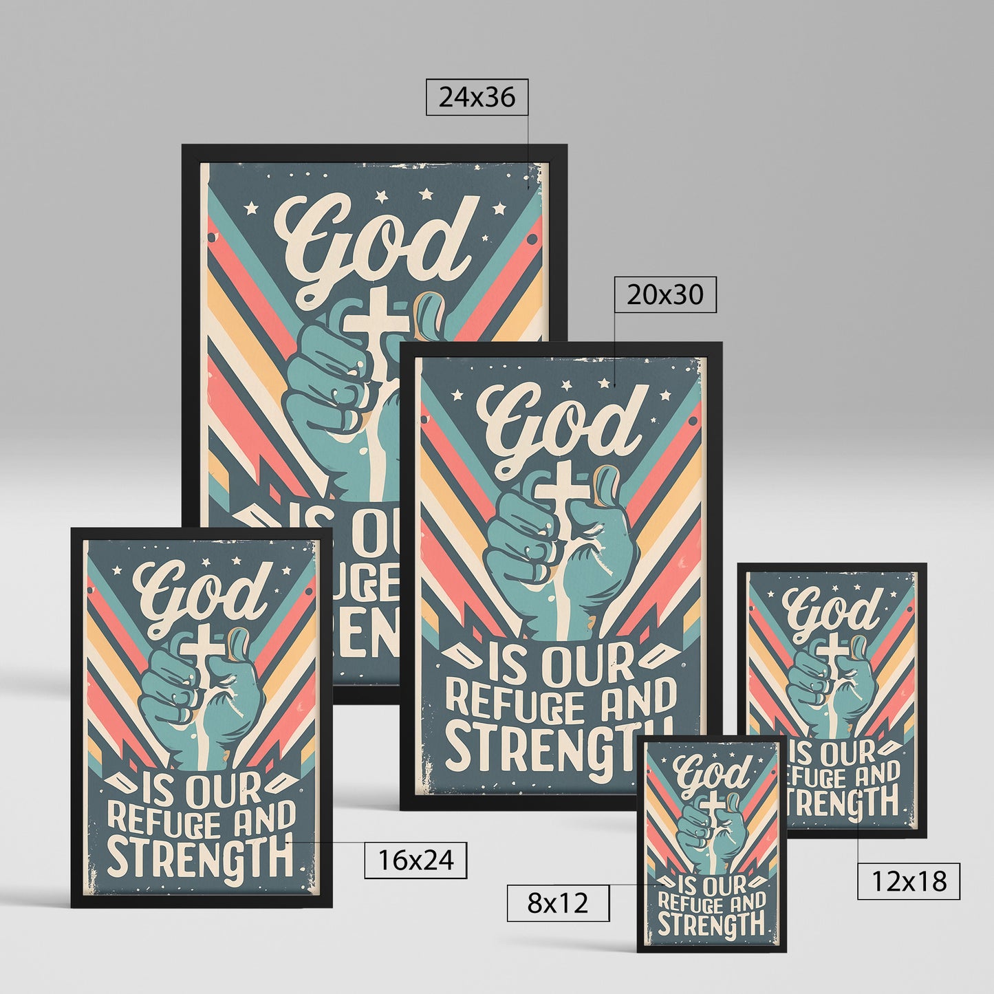 God is our refuge and strength Retro Style Framed Print