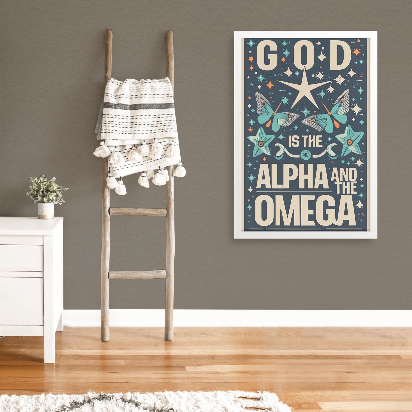 God is the Alpha and the Omega Retro Style Framed Print
