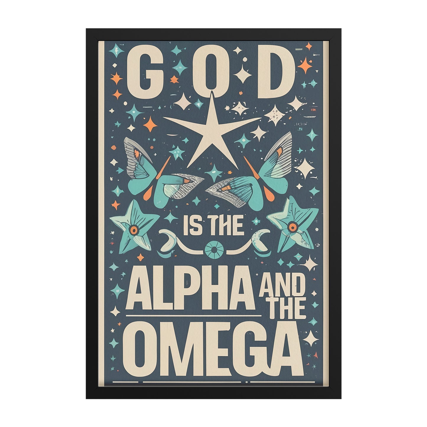 God is the Alpha and the Omega Retro Style Framed Print