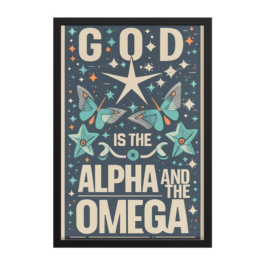 God is the Alpha and the Omega Retro Style Framed Print
