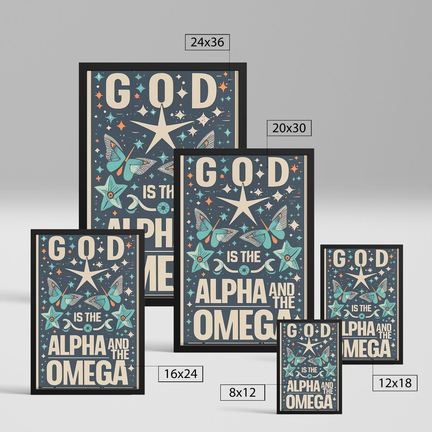 God is the Alpha and the Omega Retro Style Framed Print
