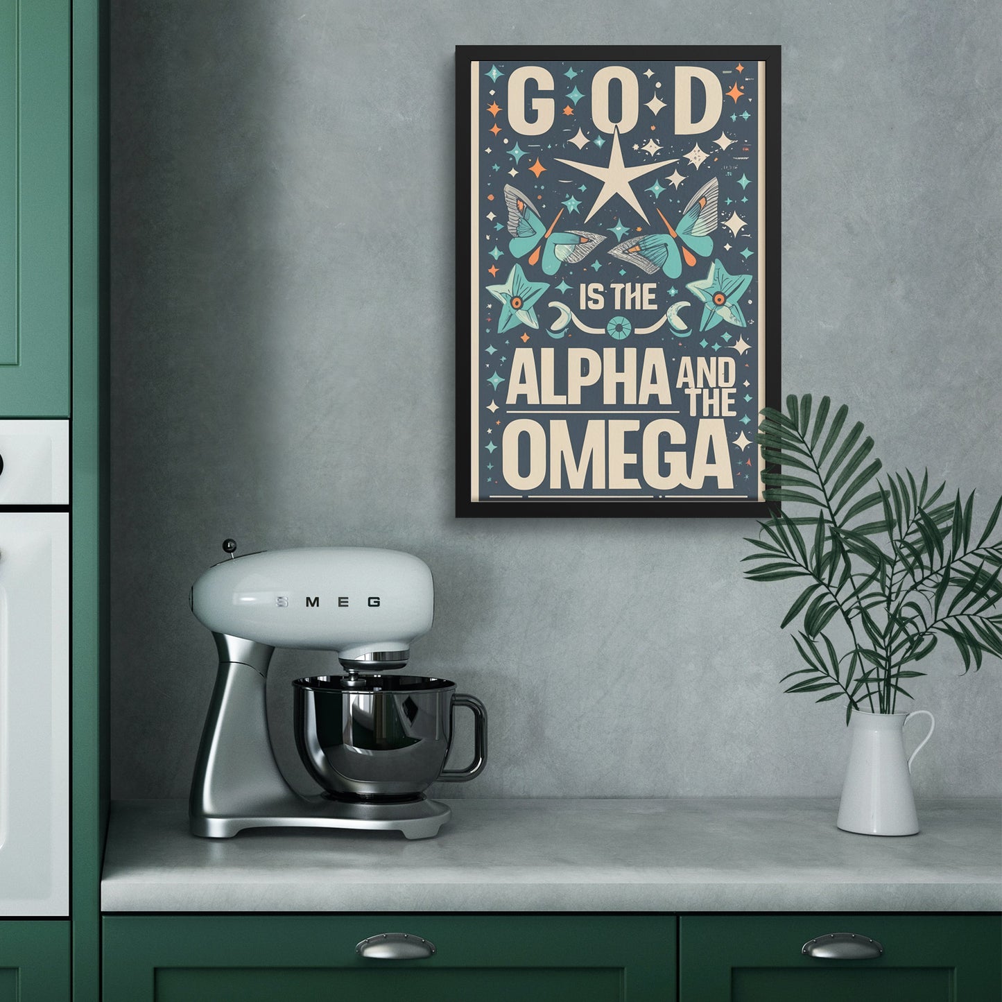 God is the Alpha and the Omega Retro Style Framed Print