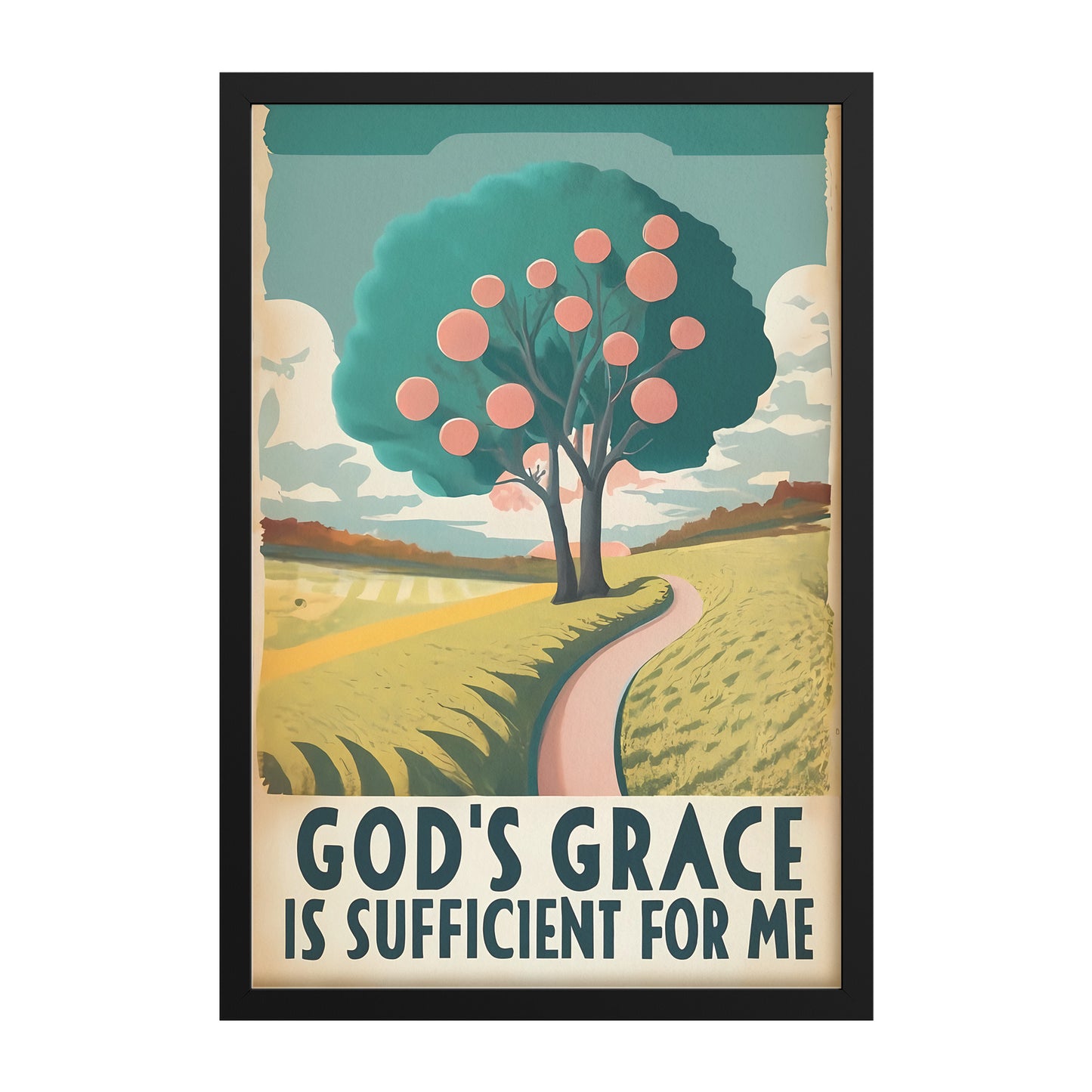 God's Grace is Sufficient for Me Retro Style Framed Print