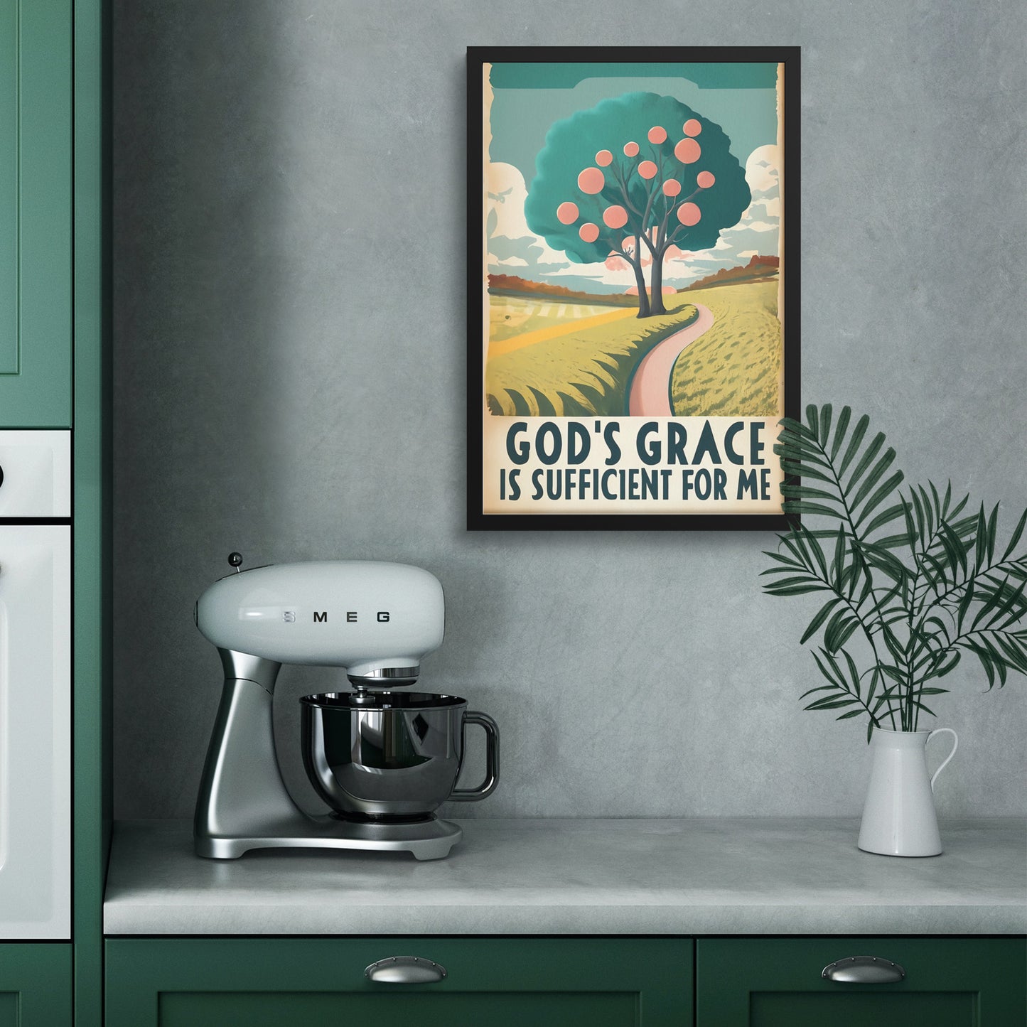 God's Grace is Sufficient for Me Retro Style Framed Print