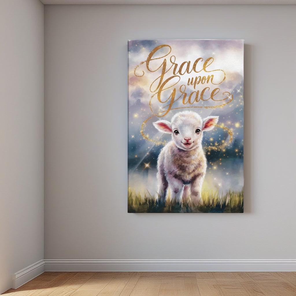 Grace Upon Grace | Divine Lamb Christian Nursery Wall Canva