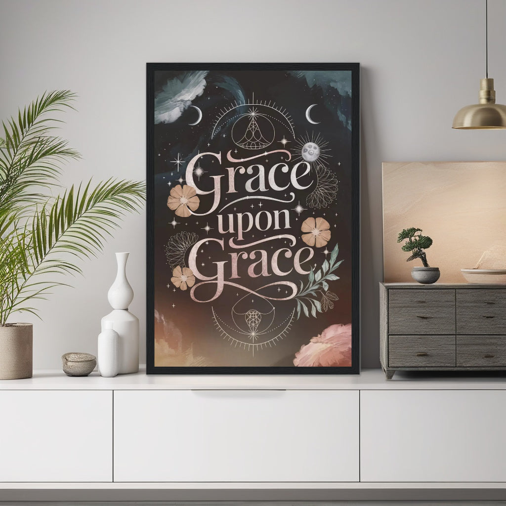 Grace Upon Grace | Ethereal Boho Christian Wall Art Print