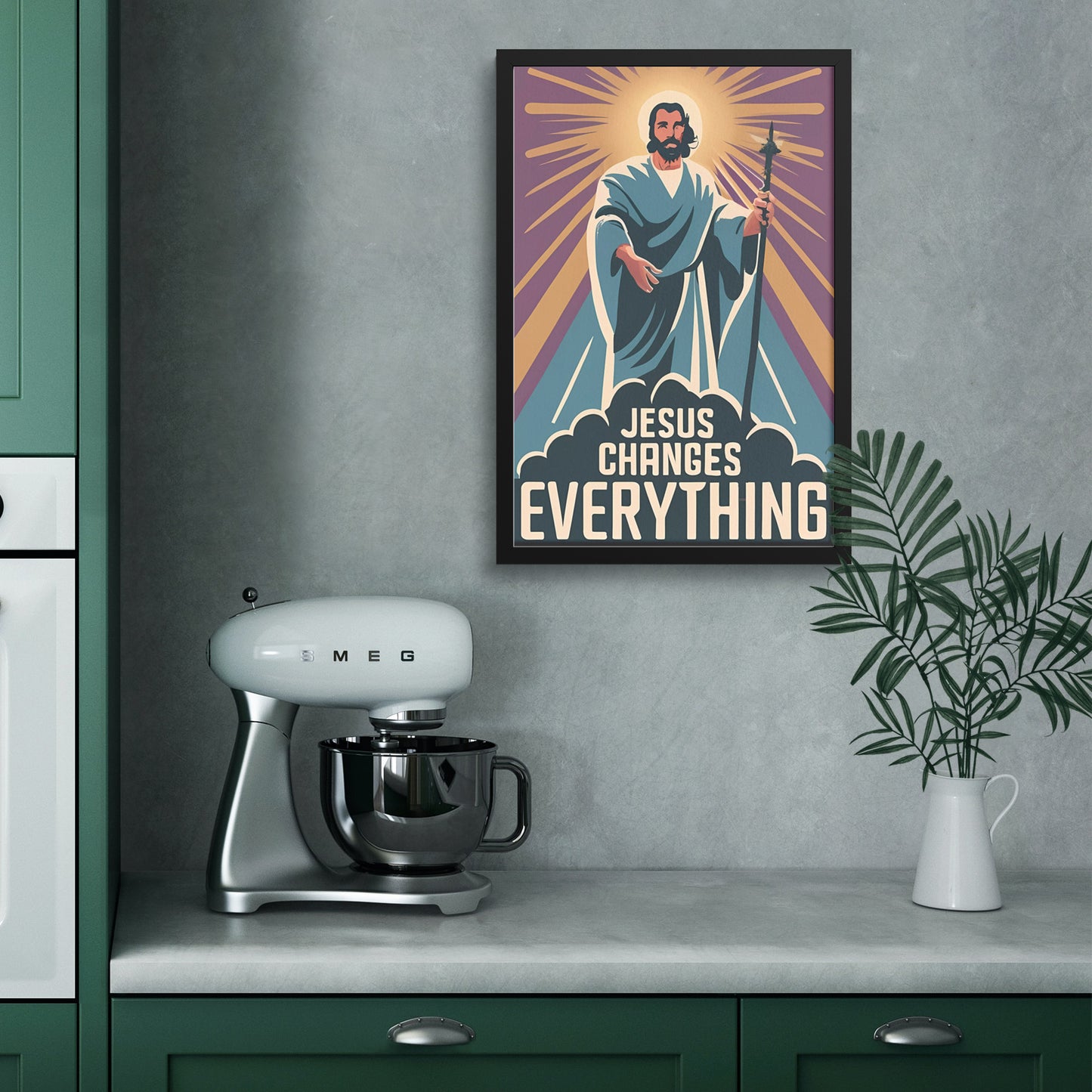 Jesus Changes Everything Retro Style Framed Poster