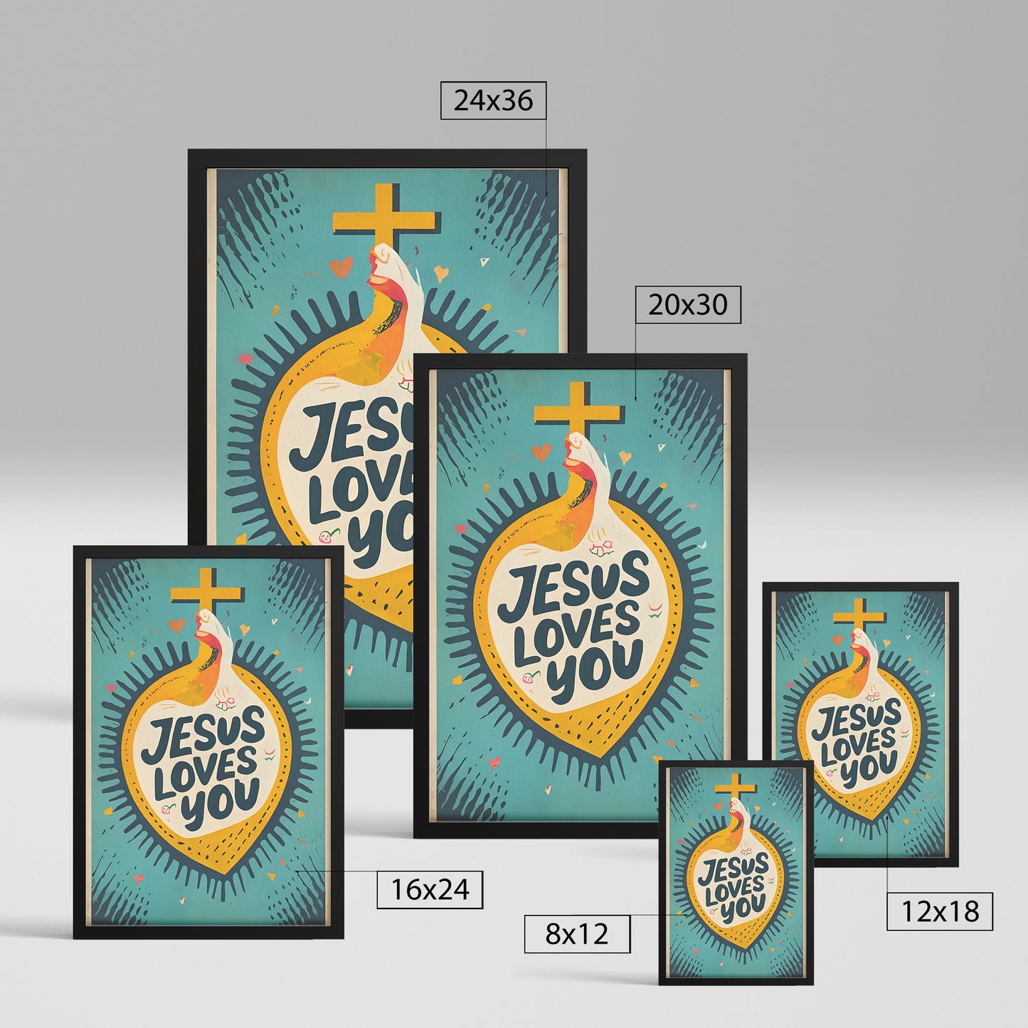 Jesus Loves You Retro Style Framed Print