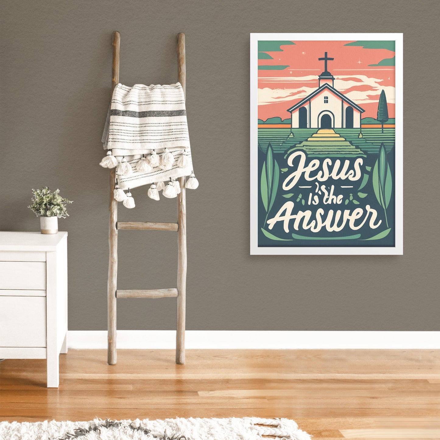 Jesus is the Answer Retro Style Framed Print