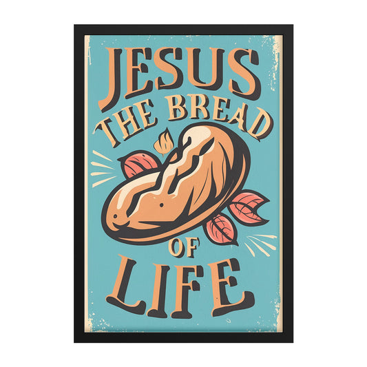Jesus is the Bread of Life Retro Style Framed Print