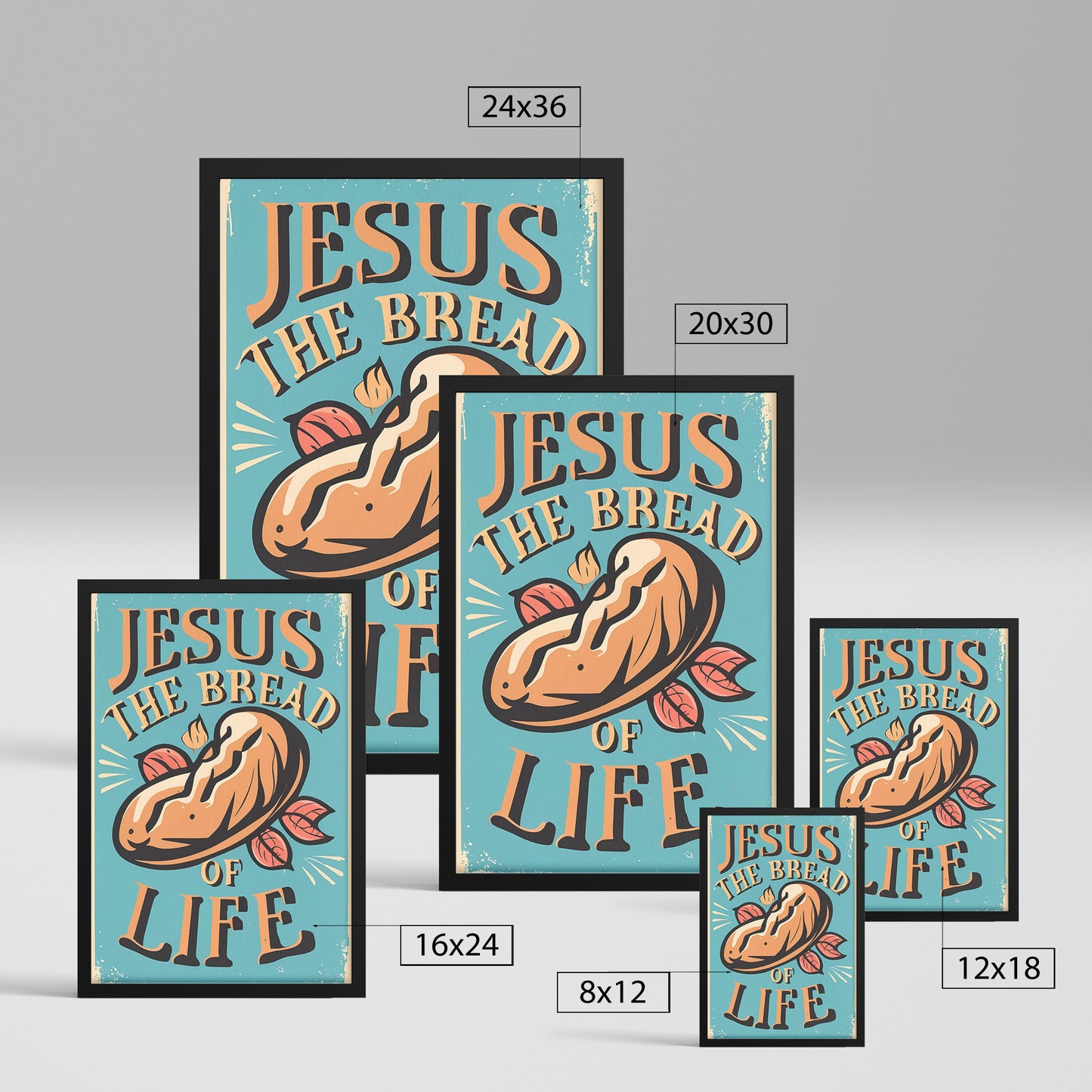 Jesus is the Bread of Life Retro Style Framed Print