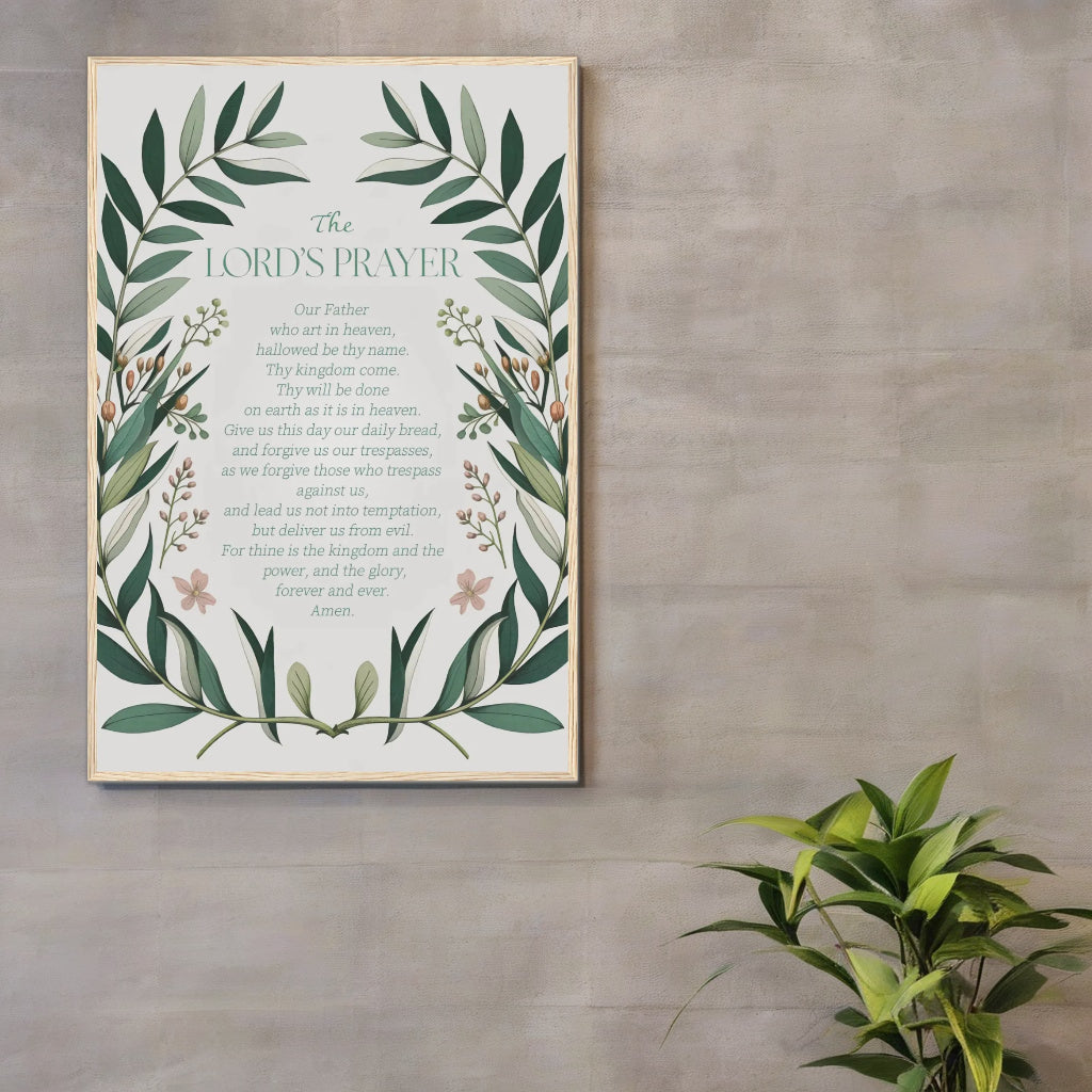Lord's Prayer Botanical Art | Sacred Scripture Wall Print