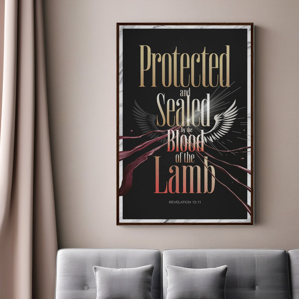 Protected by the Blood | Christian Warfare Declaration Wall Art