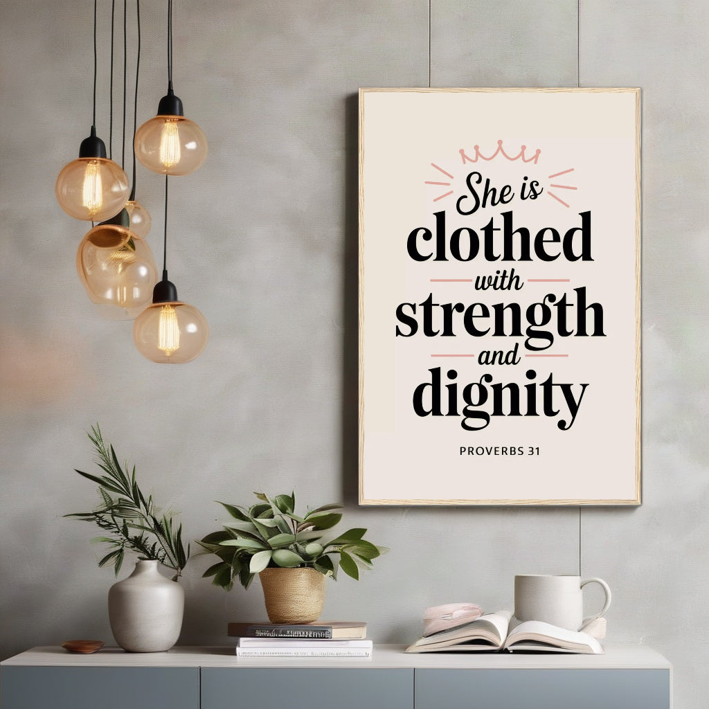 Proverbs 31:10 Wall Art | Strength & Dignity Typography Print
