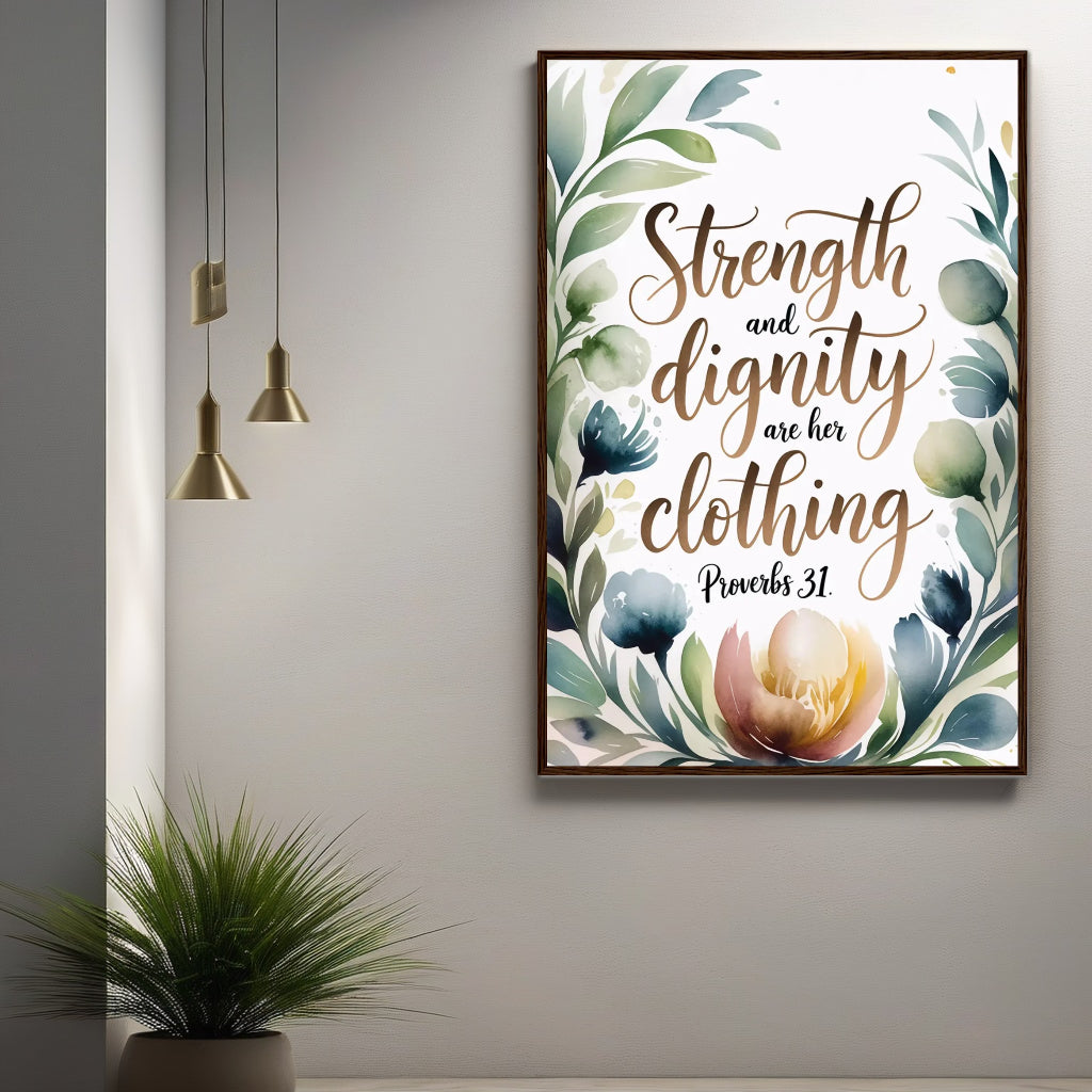 Proverbs 31 Watercolor Art | Strength & Dignity Wall Print