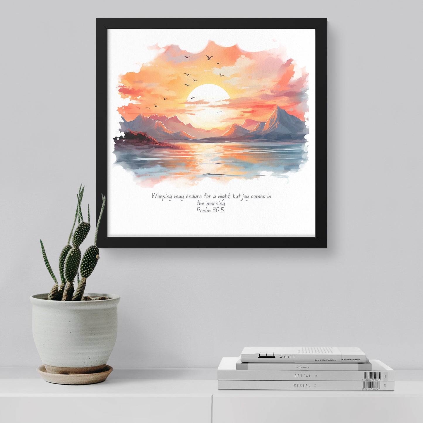 Psalm 30:5 Radiant Dawn Watercolor Framed Art Print