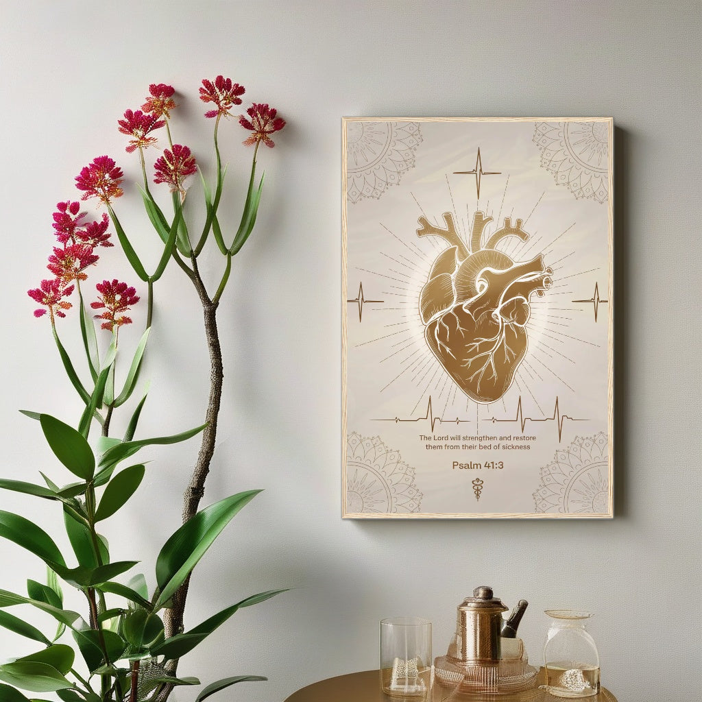 Psalm 41:3 | Medical Scripture Art | Healing Prayer Wall Decor