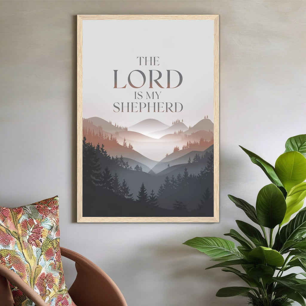 The Lord is My Shepherd | Serene Mountain Scripture Wall Art