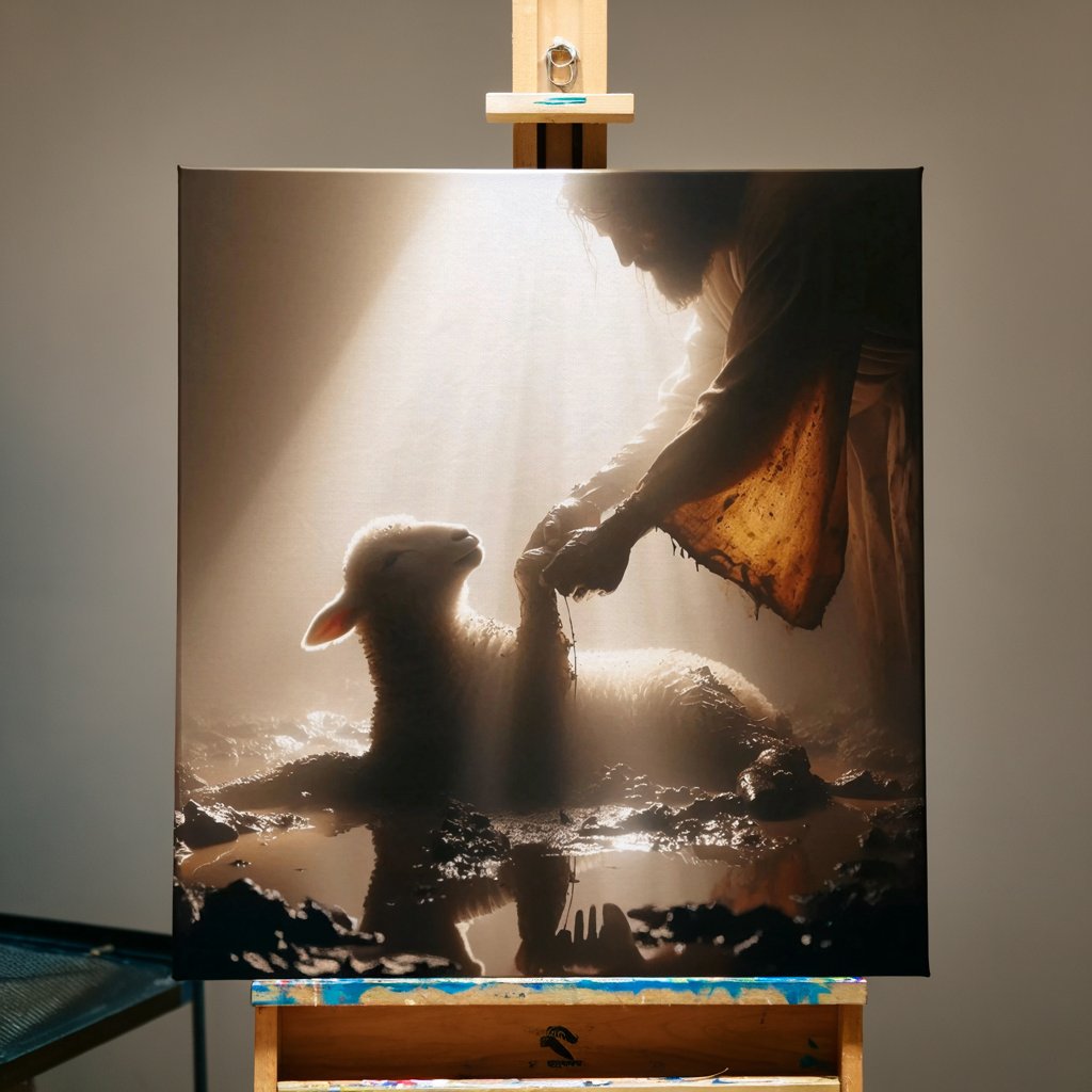 The Lost Sheep Found | Jesus Divine Rescue Canva