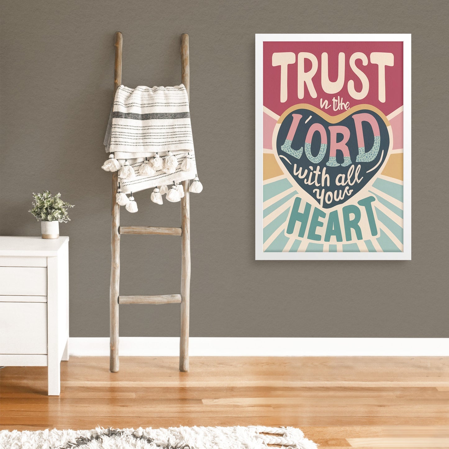 Trust in the Lord with All Your Heart Retro Style Framed Print