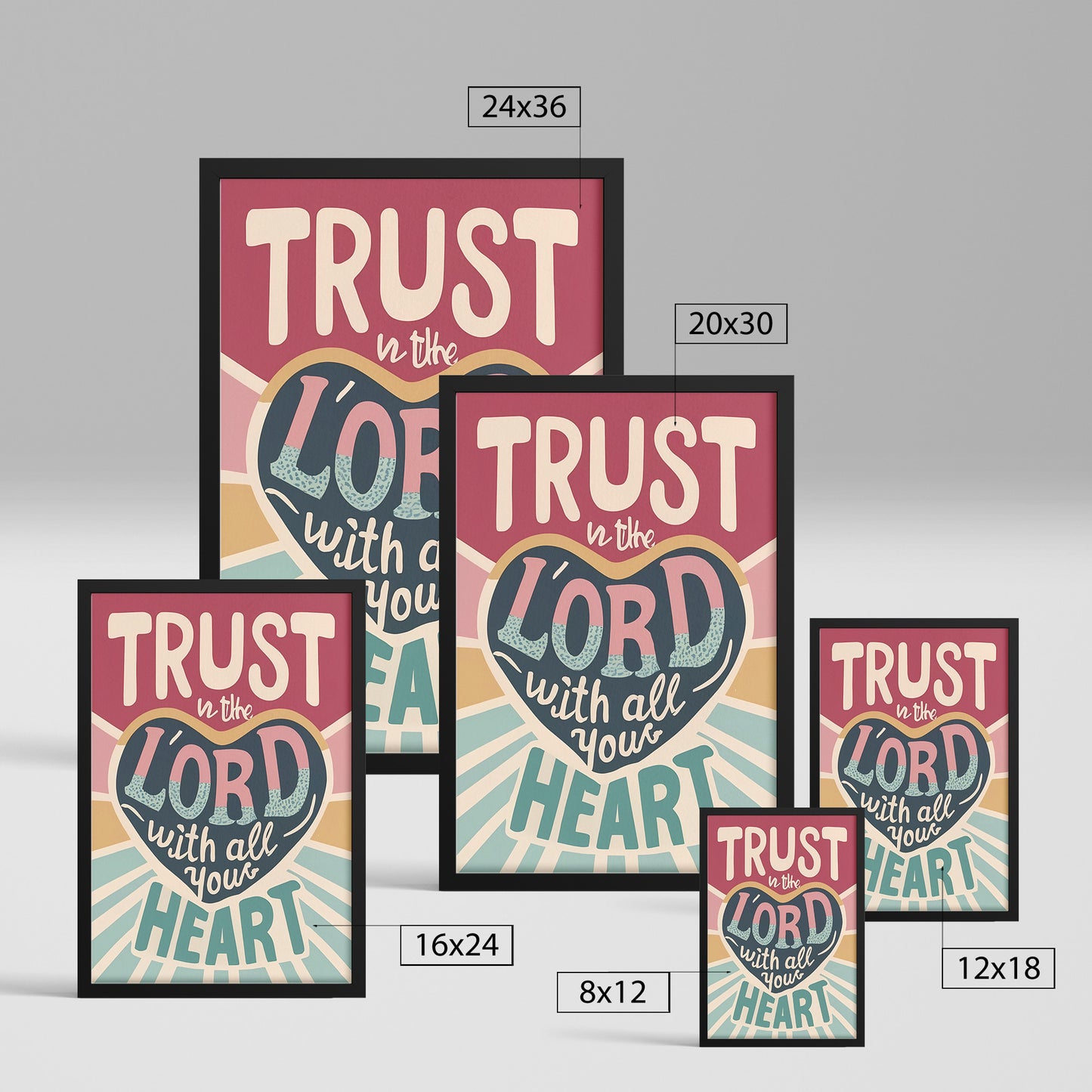 Trust in the Lord with All Your Heart Retro Style Framed Print