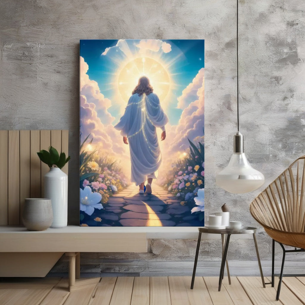 Walking with Jesus | Inspirational Christian Sunset Wall Canva