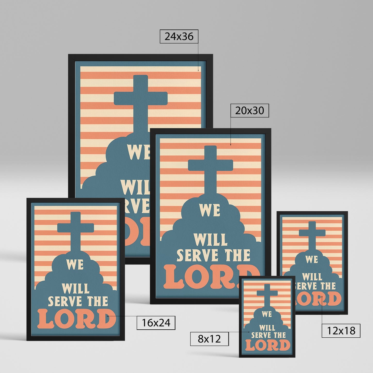 We will Serve The Lord Retro Style Framed Print