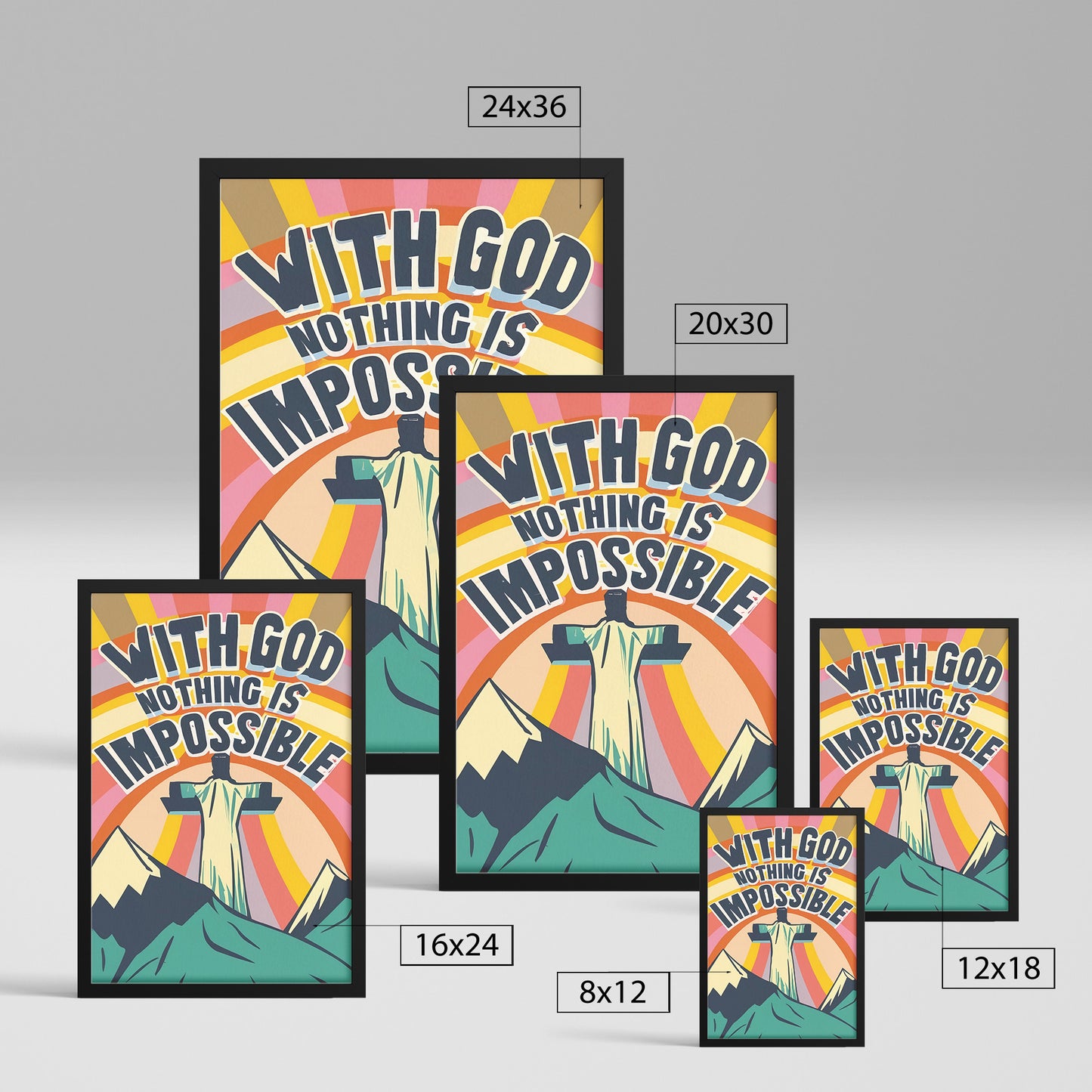 With God Nothing Is Impossible : Luke 1:37 Retro Style Framed Print