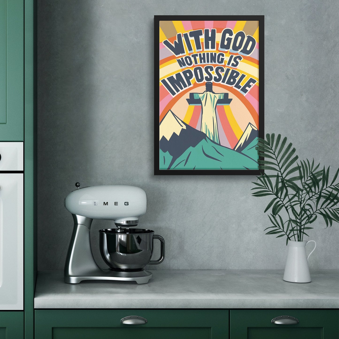 With God Nothing Is Impossible : Luke 1:37 Retro Style Framed Print