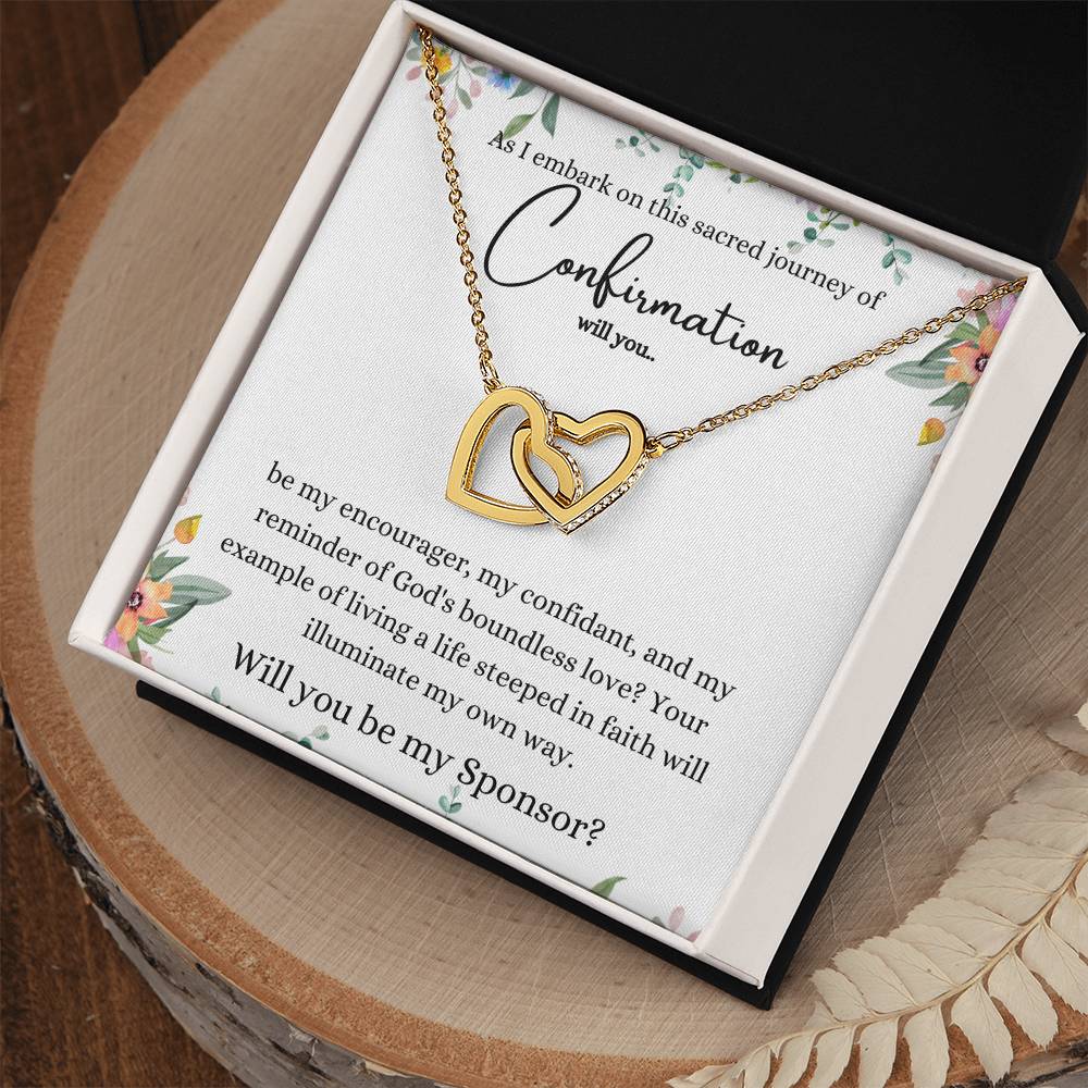 Confirmation Sponsor Gift - Godmother Proposal - Will You Be My Confirmation Sponsor - Interlocking Heart Necklace