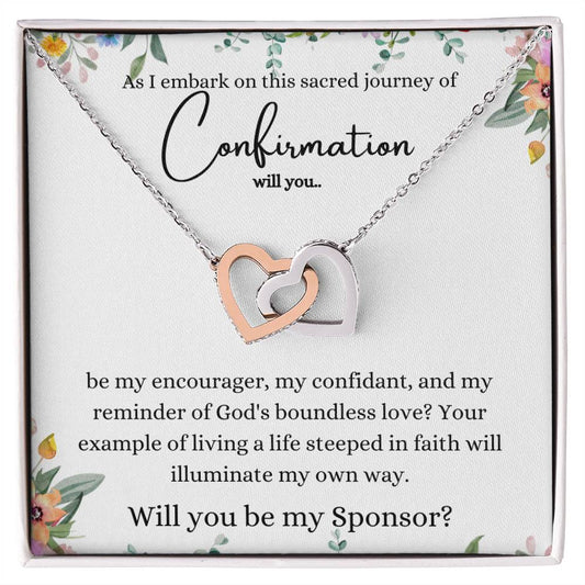 Confirmation Sponsor Gift - Godmother Proposal - Will You Be My Confirmation Sponsor - Interlocking Heart Necklace