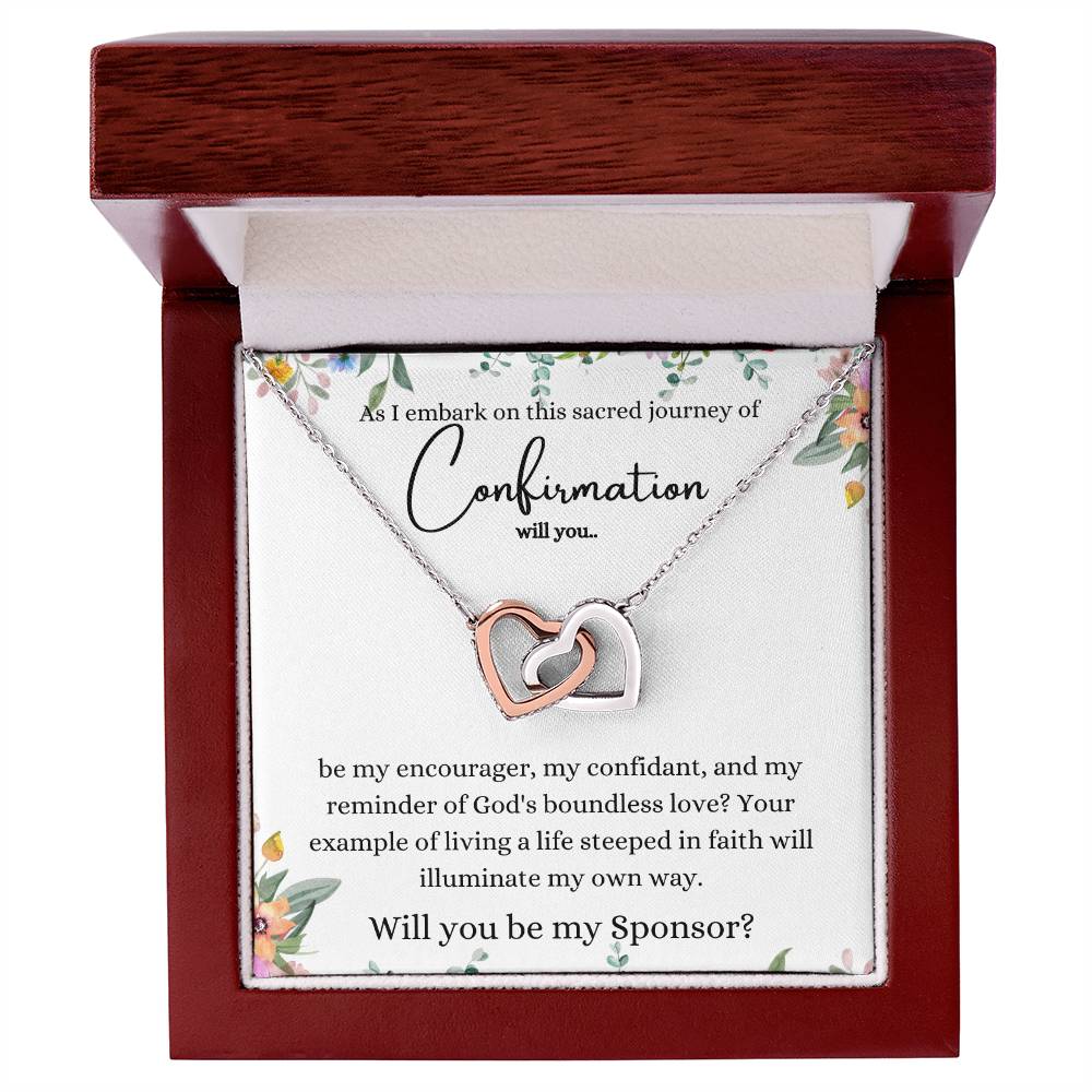 Confirmation Sponsor Gift - Godmother Proposal - Will You Be My Confirmation Sponsor - Interlocking Heart Necklace