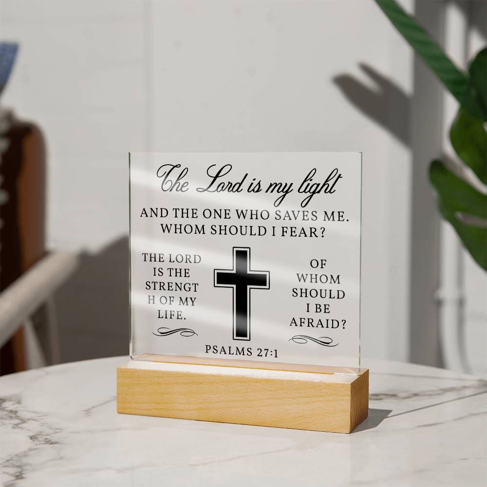Light and Salvation - Psalm 27:1 Acrylic Square Plaque Nightlight
