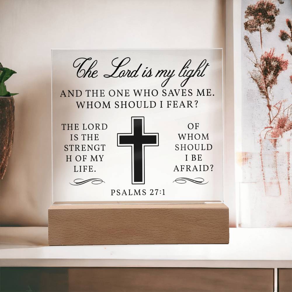 Light and Salvation - Psalm 27:1 Acrylic Square Plaque Nightlight
