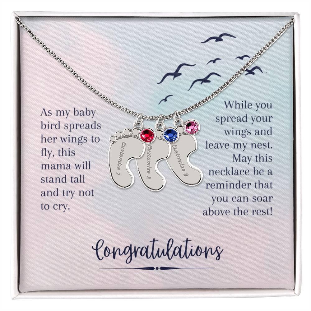Engraved Baby Feet Necklace to Daughter